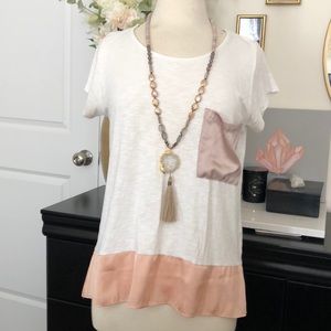 Anthropologie Dolan high-low silk pocket tee